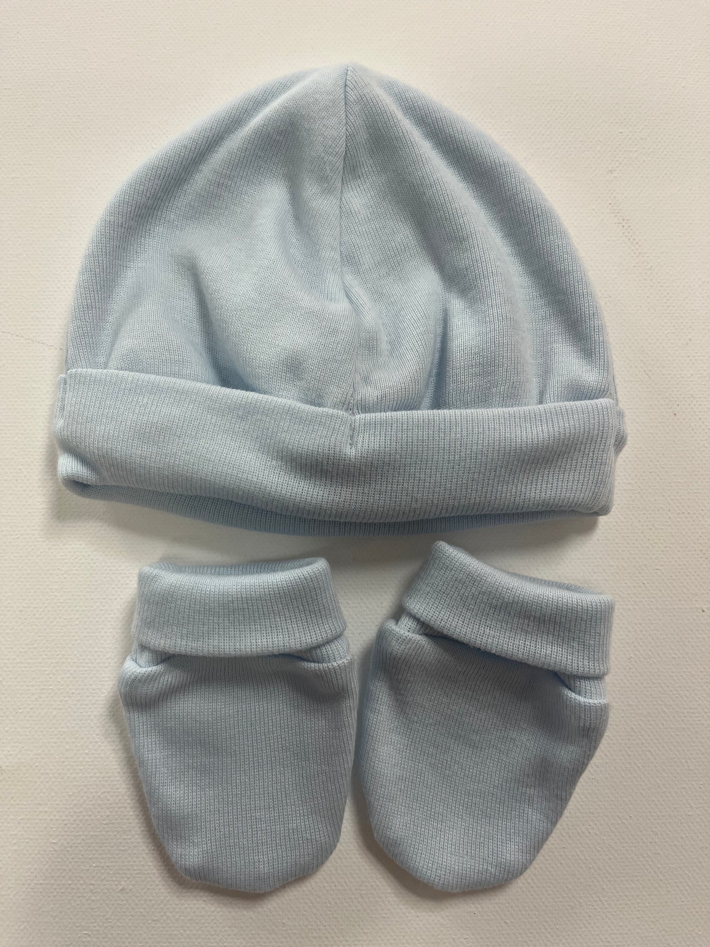 Gorro y Manoplas liso celeste