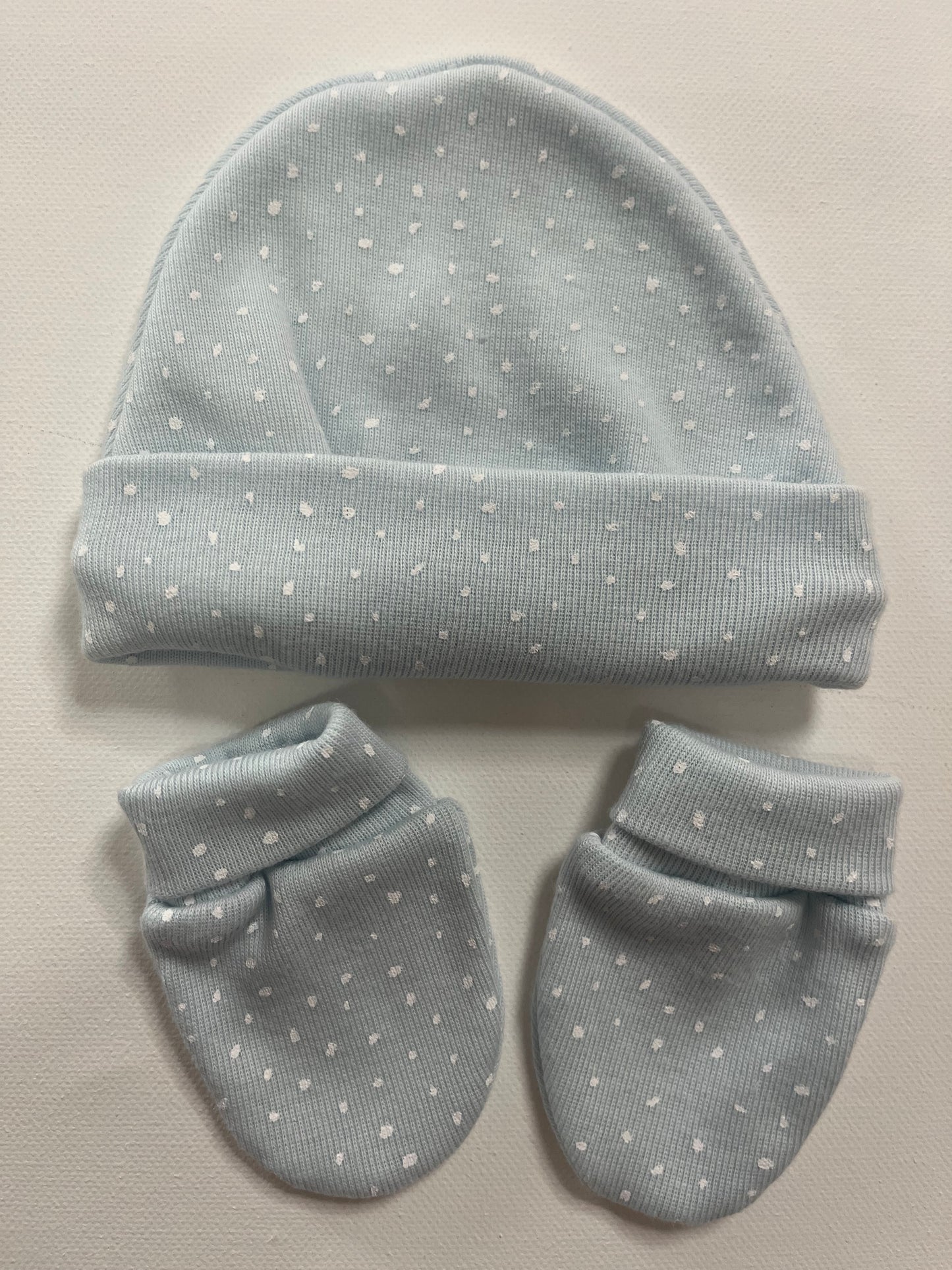 Gorro y Manoplas Nubes Celeste