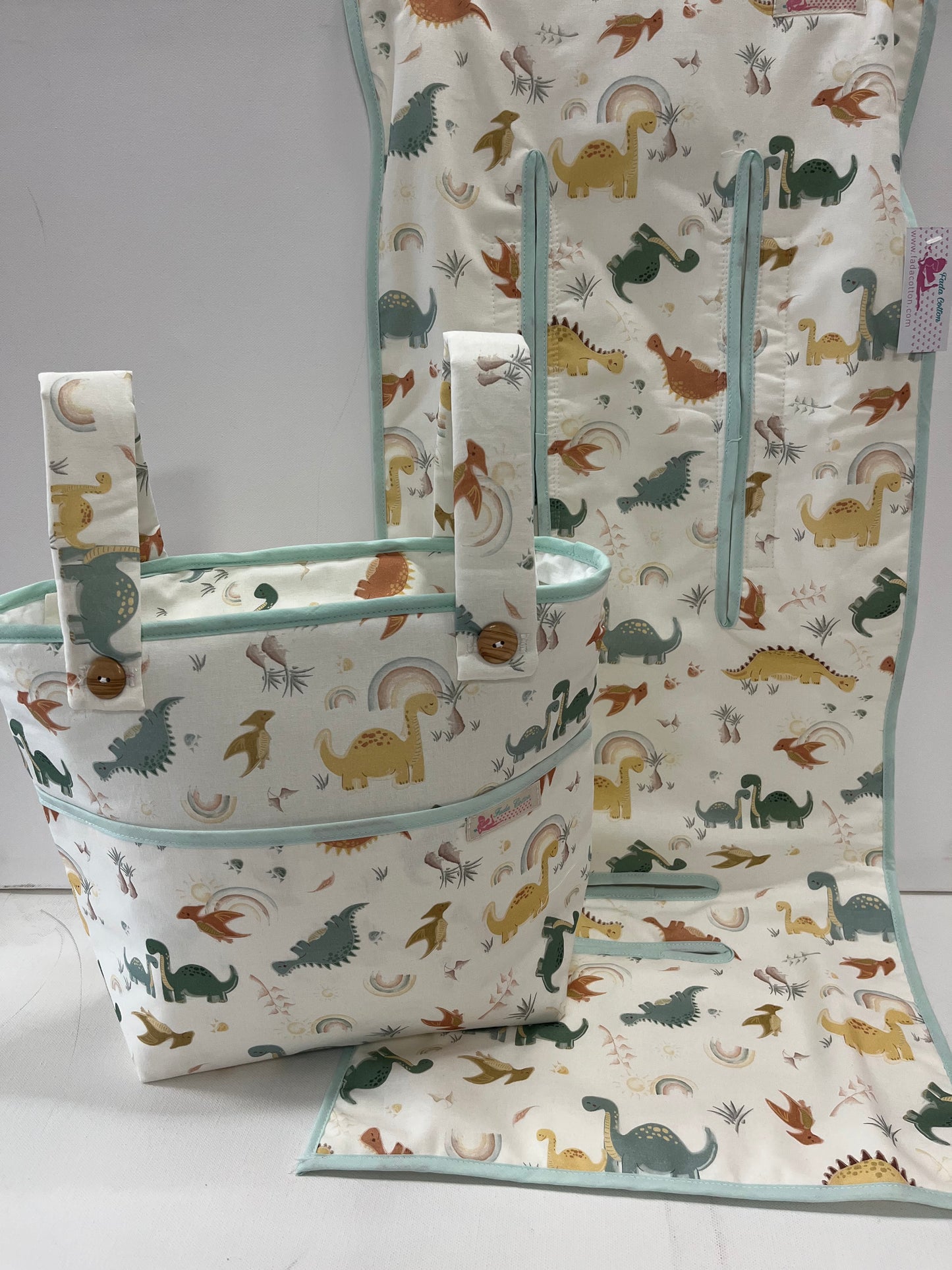 Bolso  y Colchoneta de Carro o silla de Paseo Dinosaurios
