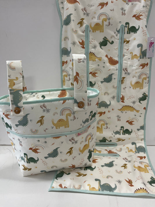 Bolso  y Colchoneta de Carro o silla de Paseo Dinosaurios