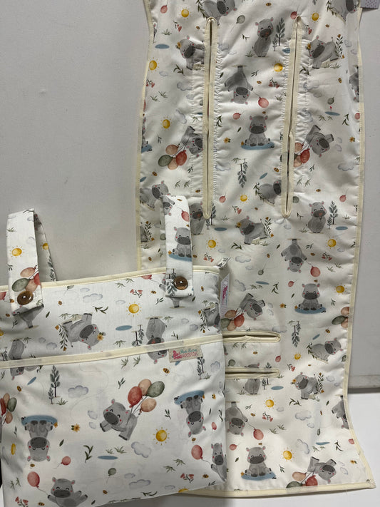 Bolso y Colchoneta de carro o silla de paseo Hipos Crudo