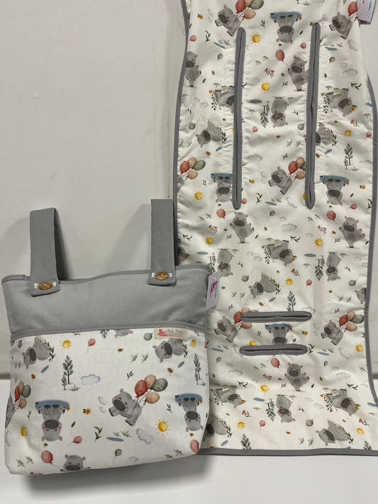 Bolso y Colchoneta Carro o Silla de Paseo Hipos Gris