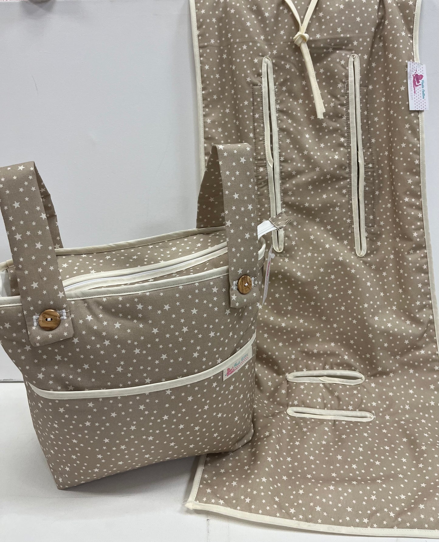 Bolso y Colchoneta de carro o silla de paseo Estrella Beig