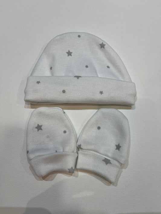 Gorro manoplas estrellas gris
