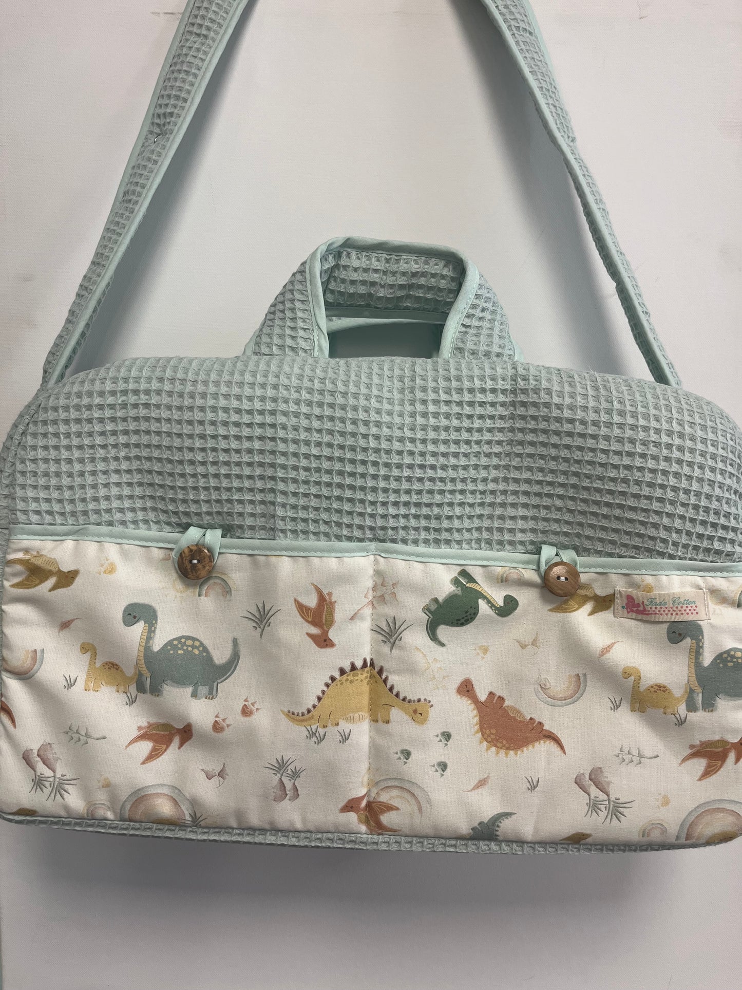 Bolso Hospital Gofre Menta con Dinosaurios