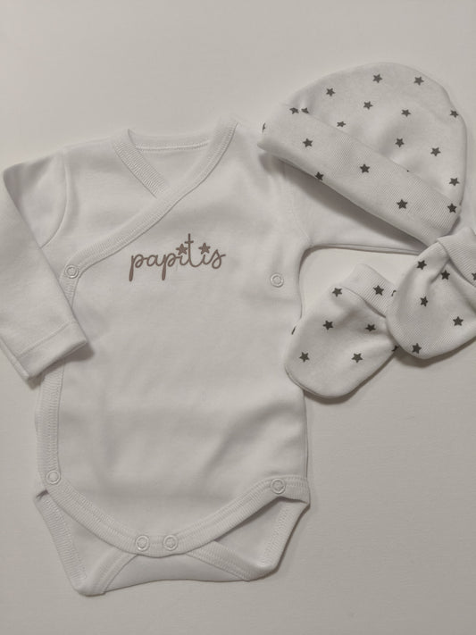 Caja Regalo Pequeña Body, Gorro, Manoplas Papitis
